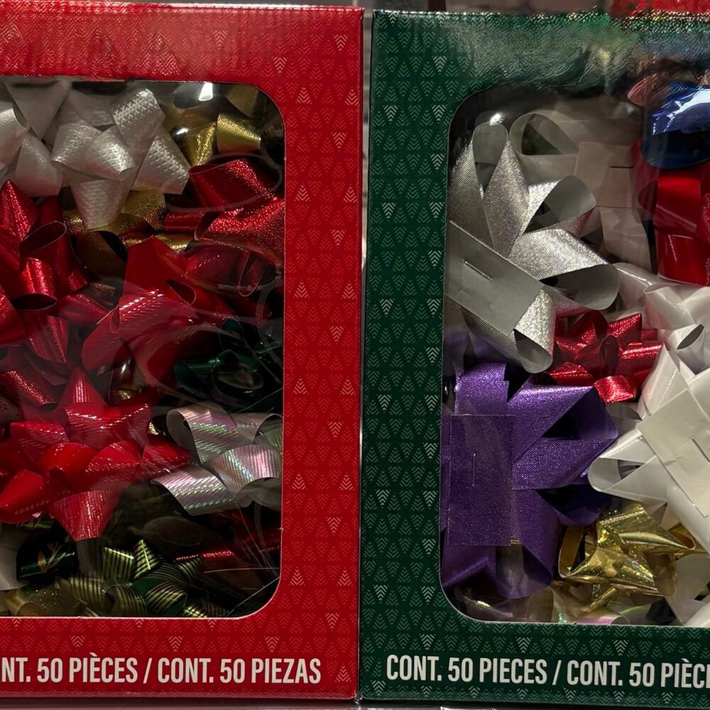 2-50 Piece Christmas Gift Bows Set